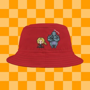 Pixel Alchemists, Anime shirt, Brothers, metal armor, Bucket Hat (AOP)