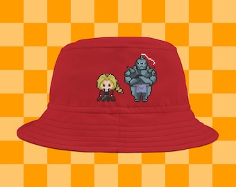 Pixel Alchemists, Anime shirt, Brothers, metal armor, Bucket Hat (AOP)