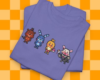 FNAF Shirt, Retro, Pixel, Gaming, Horror, Animatronic Shirt, Anime Shirt, Unisex Heavy Cotton Tee
