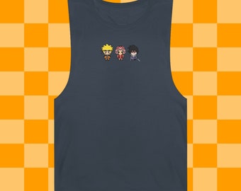Ninja Anime, Pixel, Retro, Anime Gym Shirt, Muscle Shirt, Unisex Barnard Tank