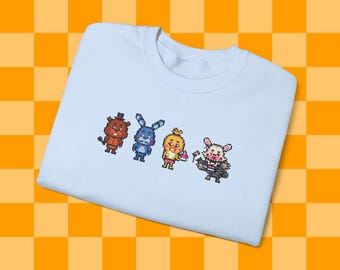 FNAF Sweatshirt, Retro, Pixel, Gaming, Horror, Animatronic, Anime shirt, Unisex Heavy Blend™ Crewneck Sweatshirt