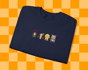 Pixel Anime Demon Killers Shirt, Anime Lineup shirt, Unisex Heavy Blend™ Crewneck Sweatshirt