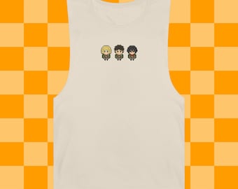 Pixel Lineup Anime Shirt, Devils of Paradis, Soldier, Anime Workout shirt, gym, Unisex Barnard Tank