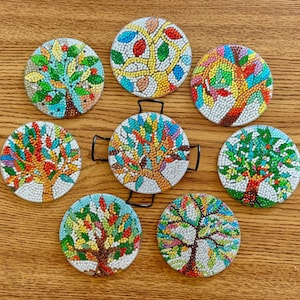 Posavasos con pintura de diamante del árbol de la vida