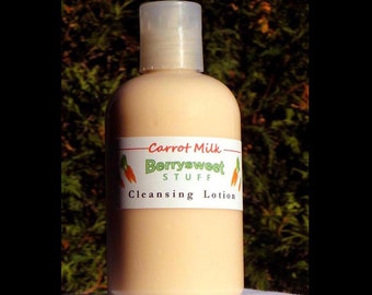 Carrot Milk Face Cleansing Lotion Gentle 4 Oz Facial Skin Moisturizer Wash Cleanser Complexion Care Handmade PARABEN-FREE Hydration