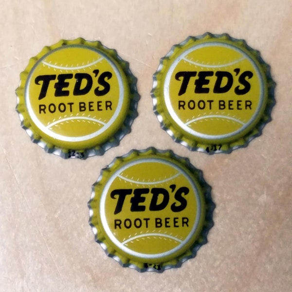 3 Ted's Root beer Soda Pop Caps Bottle Caps Ted Williams VINTAGE Vtg Baseball Player Collectible Cap Plastic-lined Boston Red Sox