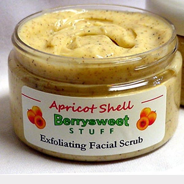 Apricot Shell Face Scrub Natural Exfoliating Handmade Skin 4 Oz Gentle Complexion Cleanser Paraben-free Facial Bestseller BERRYSWEET STUFF