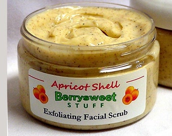 Apricot Shell Face Scrub, Natural Exfoliating Skin Facial, 4 Oz Gentle Complexion Cleanser Paraben-free BERRYSWEET STUFF
