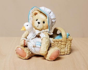 KATIE Cherished Teddies Bear Goose Figurine Statue ENESCO #950440 Vintage 1991 "A Friend Always Knows When You Need A Hug" Priscilla Hillman