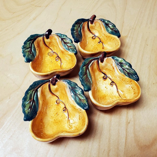 4 Pear Venetian Bowls Individual Dip Sauce Small Bowl Dish Set of Four Tabletops Unlimited Ceramica Classica Golden Fruit DISCONTINUED Gift