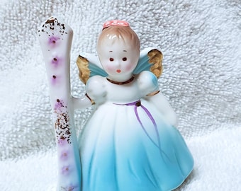Josef Originals 1st First Birthday Girl Angel Figurine Birthday Girls Through The Years Age One 1 WITH ORIGINAL TAG Porcelain Gift 3 1/4"