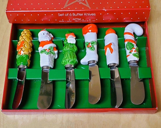 6 Spreaders Set Butter Knives Christmas Cheese Dip Party Holiday Party