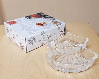 Mikasa Angel with Horn Dish NEW In Box Heavenly Song Vintage Germany SA 170/210 Candy Nut Trinket Glass Crystal w/ Frost Christmas Holiday
