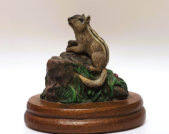Royal Dalton Northeastern Chipmunk Figurine Sculpture, The Bronze Menagerie Americana Collection, Resin Wood Small 2 1/2" VINTAGE 1980