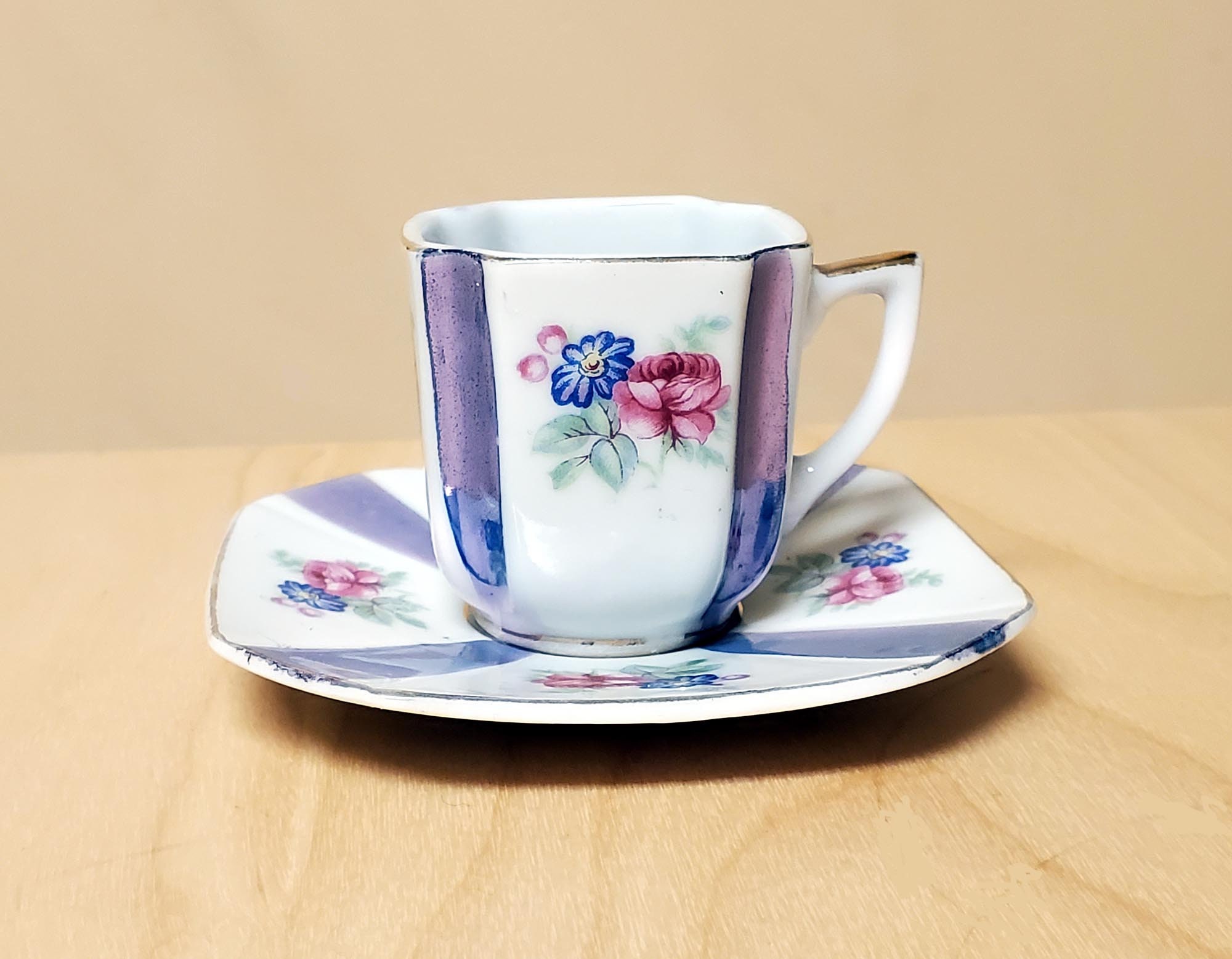 Vintage French Limoges Haviland  The Danbury Mint Floral Demitasse  Espresso Coffee Cup and Saucer Set