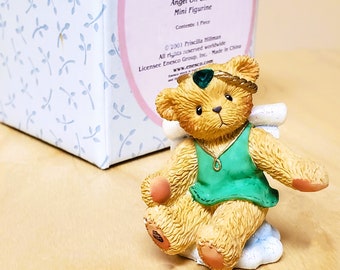 Cherished Teddies May Angel On Cloud Miniature Figurine Enesco 824453 Mini NEW IN BOX Emerald Green 2 inch tall Small Teddy Girl Gift