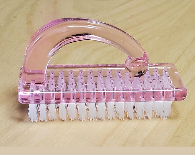 Pink Nail Brush Handled Manicure Fingernail Cleaning 1 Piece Plastic
