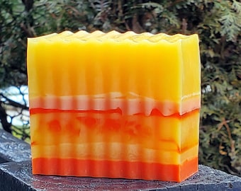 Fresh Apricot Peach Soap Bar Colorful Handmade Self Care Body Vegan Fruity Peachy Aroma Cleanse Wash Berrysweet Stuff  Bath DETERGENT-FREE