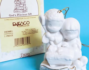 Décoration de la Nativité des moments précieux, NEUF dans sa boîte Sainte Famille, cadeau précieux de Dieu, vintage 1996 Porcelaine blanche Enesco 183881 Enfant Jésus-Christ