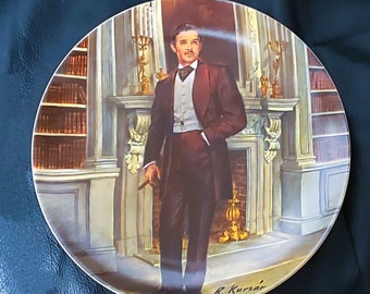 Rhett Butler Collector Plate 8 1/4" Gone With The Wind Series 1981 Signed VINTAGE Vtg Edwin M. Knowles Raymond Kursar Civil War Era Movie