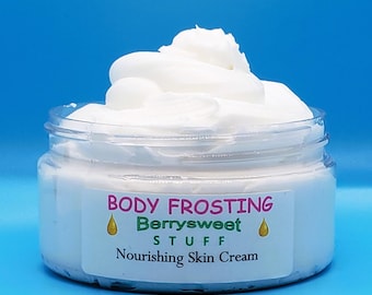 Cherry Almond Body Cream Frosting 9 oz Butter, Over Half Pound, Hydrating Skin Moisturizer Paraben-free Lotion Berrysweet Stuff