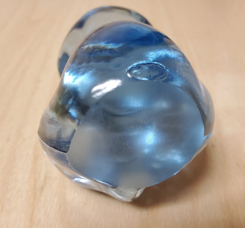 Art Glass Cute Adorable Blue Crystal Teddy Bear VINTAGE Vtg Fenton Fenton Light Blue Glass Bear Collectible Figurine Paperweight