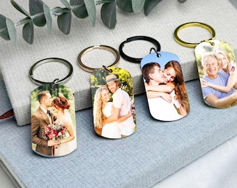 Personalized Photo Keychain, Custom Photo Keychain with Text,  Stainless Steel Keychain for Anniversary Keepsake, Christmas Gift for Her/Him