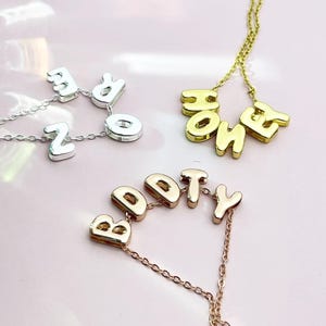3D Letter Personalized  Necklace Bubble Name Necklace, Minimalist Name Pendant Gift for Her, Custom Name Jewelry Charm Custom Gift for Women