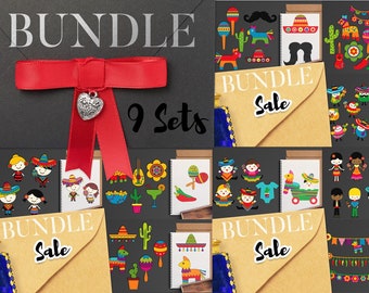 Mexico clipart bundle. Cinco de mayo digital images. Pinata, sombrero, cactus, Mexican kids