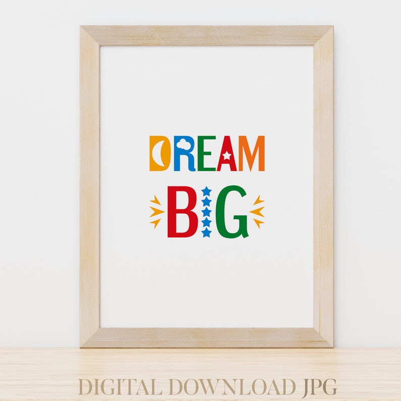 Dream Big Wall Art. Printable Poster for Kids Room Decor. Etsy