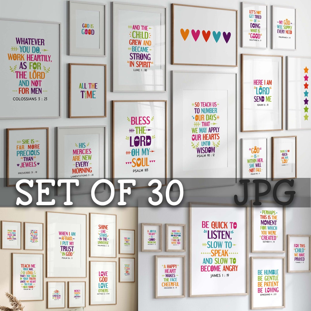 Big Bible Verses Bundle. Set of 30. Bible Quotes Wall Art. Printable ...