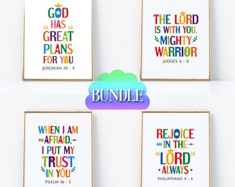 Bible verses wall art bundle Vol. 15 - Printable posters for Sunday school and kids room decor