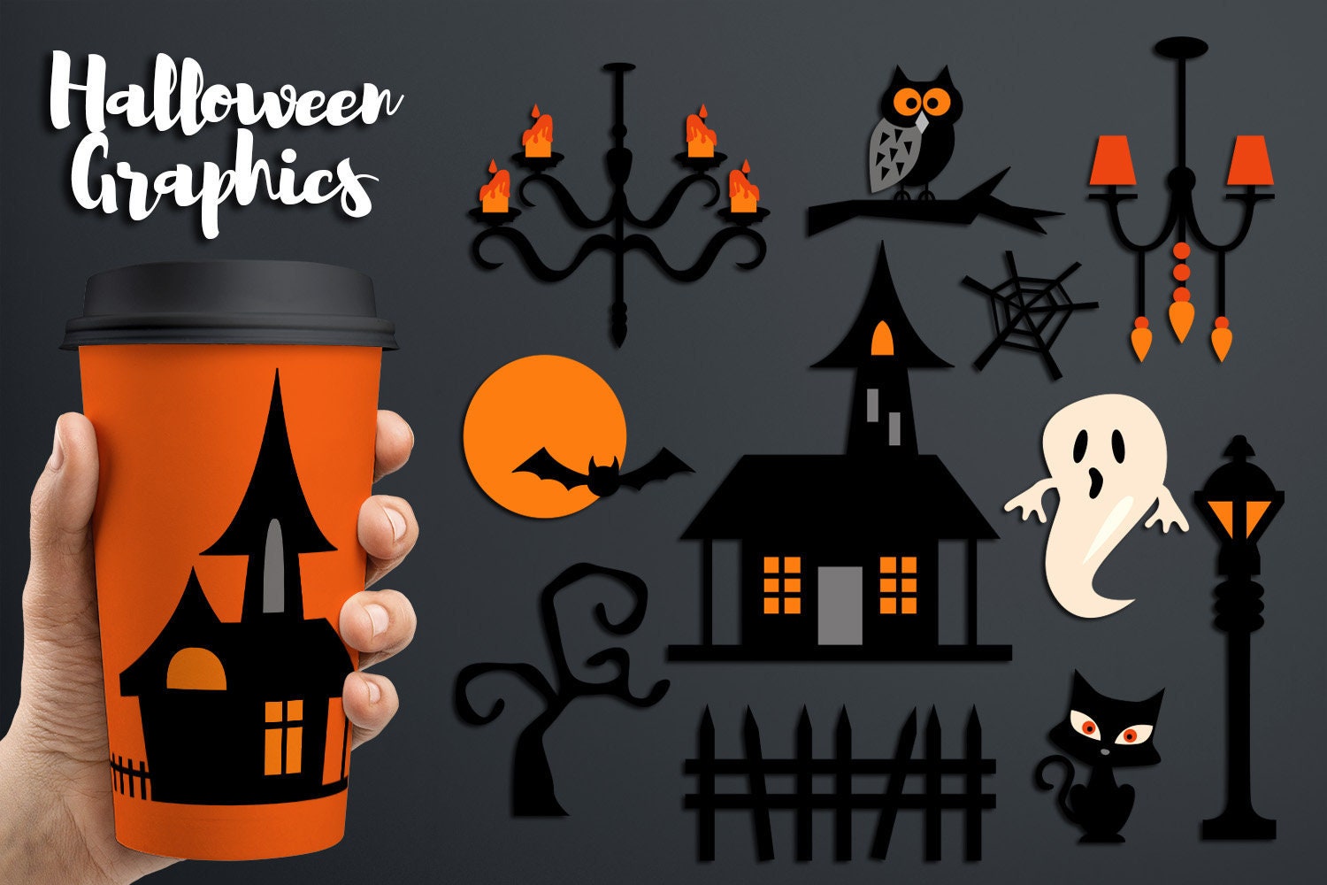 Halloween haunted house clip art PNG digital download | Etsy