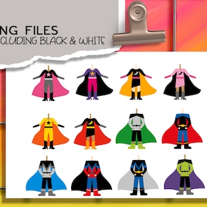 Diversity superhero body clip art bundle, multicultural boys and girls digital images image 1