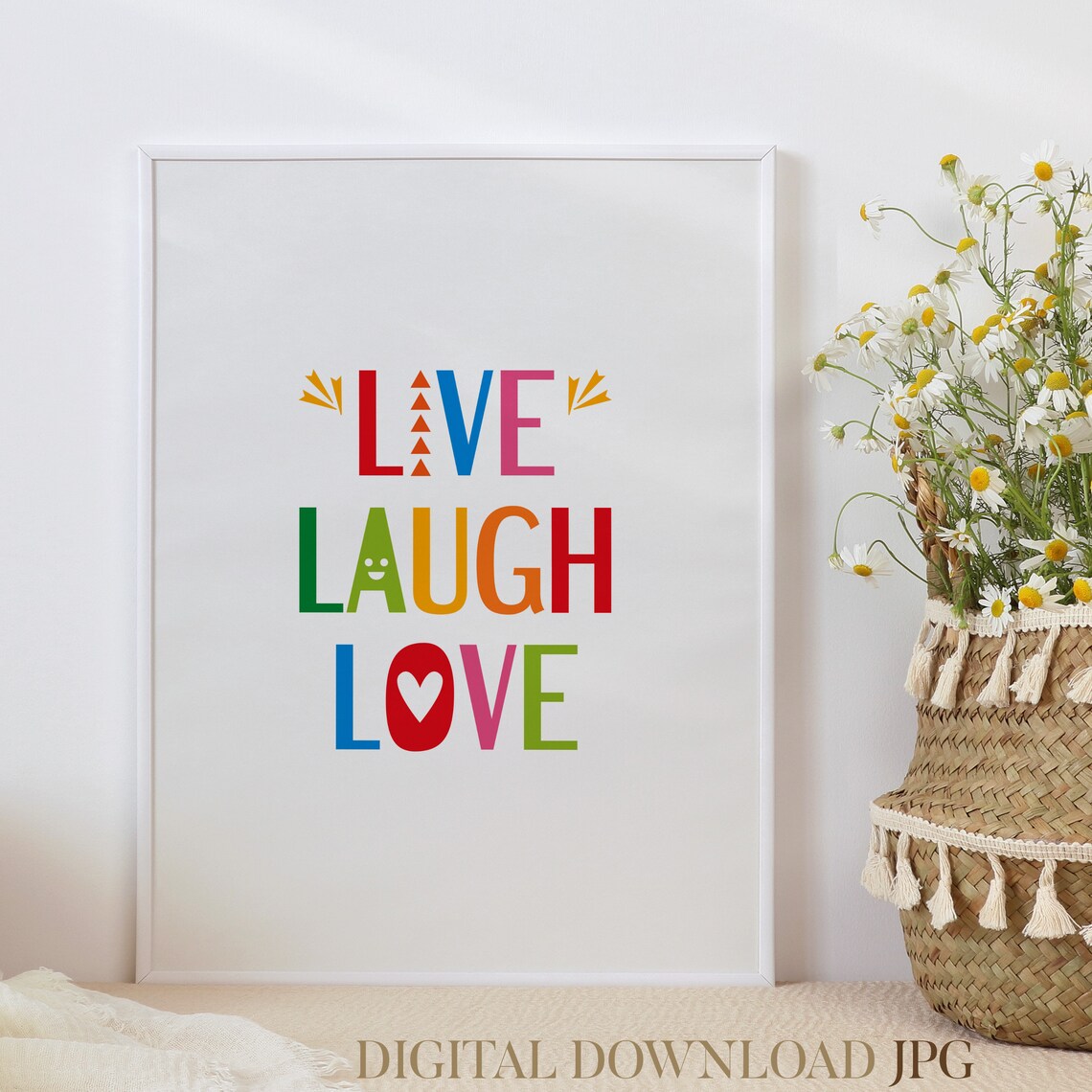 Printable wall art Live Laugh Love. Digital download poster | Etsy