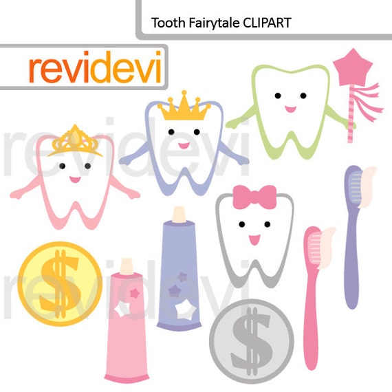 Items similar to Teeth clipart/ cute tooth clip art / tooth brush ...