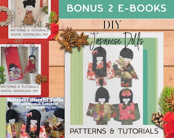 DIY Japanese washi ningyou, kimono origami dolls - Patterns and Tutorial in English - PDF Ebook Paper Doll Craft - Digital download