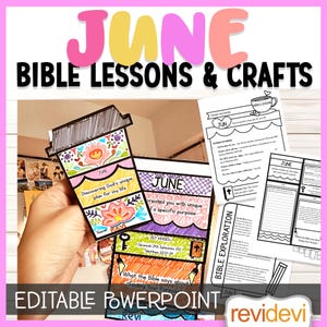 June 2025 Bible study printable. Editable lessons and crafts for teens. Christian Homeschool and Sunday school activities