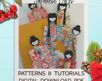 DIY Origami Kimono Dolls - PDF Ebook craft patterns, tutorial in English - Japanese washi paper bookmark dolls - instant download