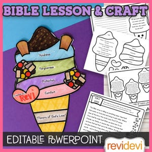 Ice cream cone craft kit 2025. Summer Bible lessons for kids, Editable. Printable Christian Homeschool and Sunday school activities