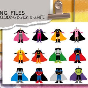 Diversity superhero body clip art bundle, multicultural boys and girls digital images image 2