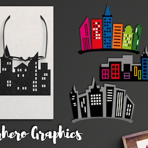 Superhero city buildings clip art skyline building blocks digital images image 1