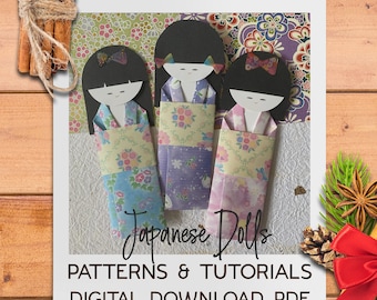 DIY Origami kimono girl dolls - PDF Ebook patterns, bonus printable origami papers - Digital download