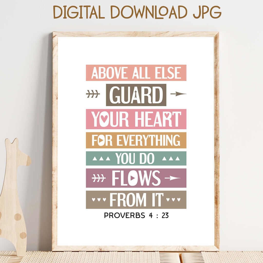 Bible Quote Wall Art. Above All Else, Guard Your Heart. Proverbs 4:23 ...