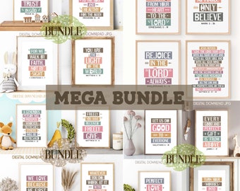 Boho Bible verses bundle. Set of 16. Printable Inspirational Christian wall art posters. Digital download scriptures for home decor