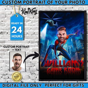 Superhelden Cartoon Portrait, Kinder Cartoon Portrait, Benutzerdefinierte Cartoon Portrait, Geschenk für Männer, Geburtstagsgeschenk, Geburtstagsideen, Digitale Datei