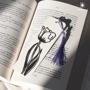 Marque-page rzemieślnicze «La Tulipe» w linograwiurze – Accessoire de wykład unikalny et fait main