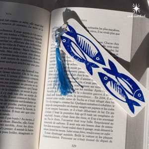 Markowa strona rzemieślnicza „Les Sardines” w linograwiurze – Cadeau Fête des mères - Accessoire de wykład unikalny et fait main