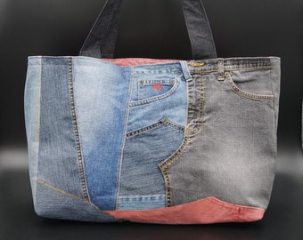 Large Denim Tote Bag from Recycled Materials