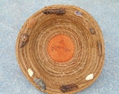 Pine Need Basket with Leather Center